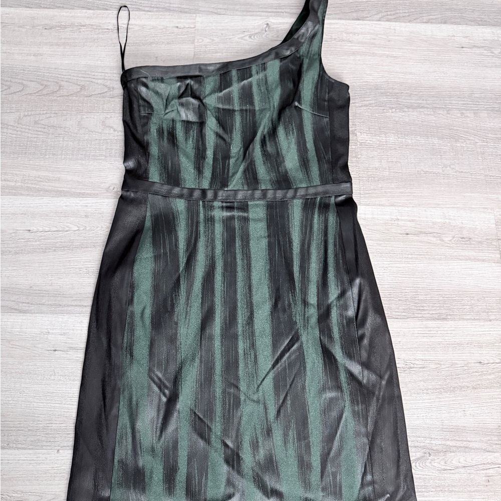 JAYGODFREY One-Shoulder Green and Black Dress NWT